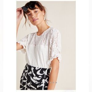 Anthropologie Parvati Lace Top Ivory cream color Size medium